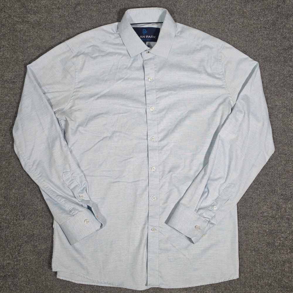 Dylan Park Mens Light Blue 4-Way Stretch Wrinkle Free Slim Fit Dress Shirt M